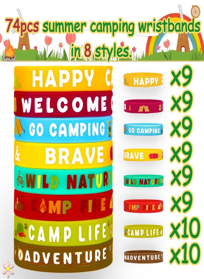 Moon Boat 74PCS Camping Party Accessories Favors for Kids: Summer Camp Wristbands Silicone Bracelets Birthday Themed Decorations Supplies Gifts - Image 4