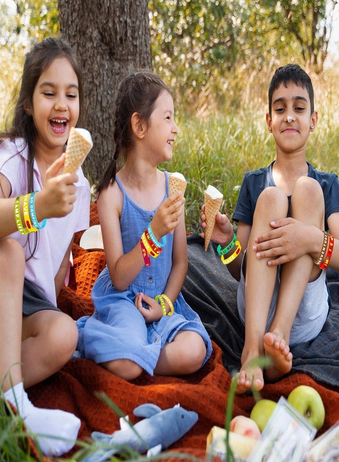 Moon Boat 74PCS Camping Party Accessories Favors for Kids: Summer Camp Wristbands Silicone Bracelets Birthday Themed Decorations Supplies Gifts - Image 2