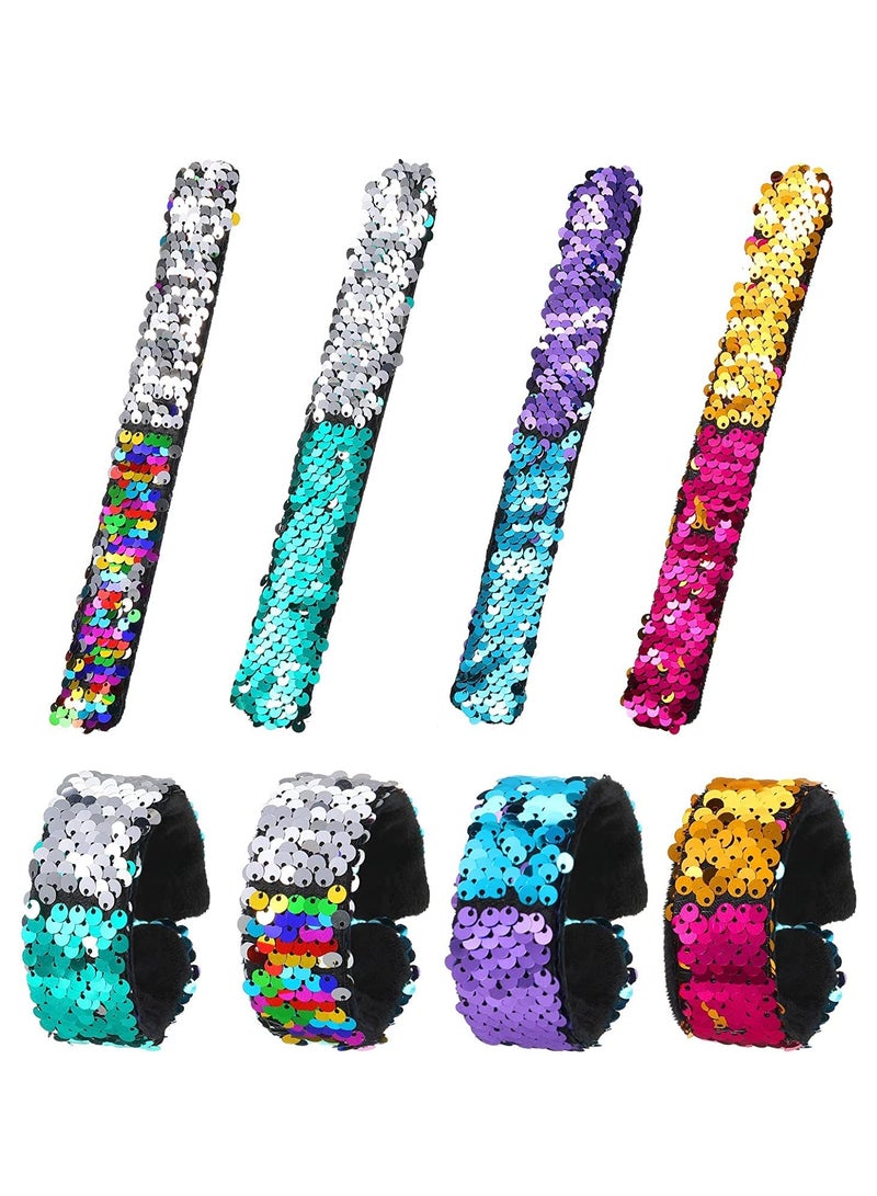 SYOSI Glitter Slap Bracelet Kids Sequin Bracelet Mermaid Bracelet Flip Wristband Bracelet Kids Supplies Magic Charm Reversible Sequin Birthday Party Favors Supplies Gifts for Kids - Image 1