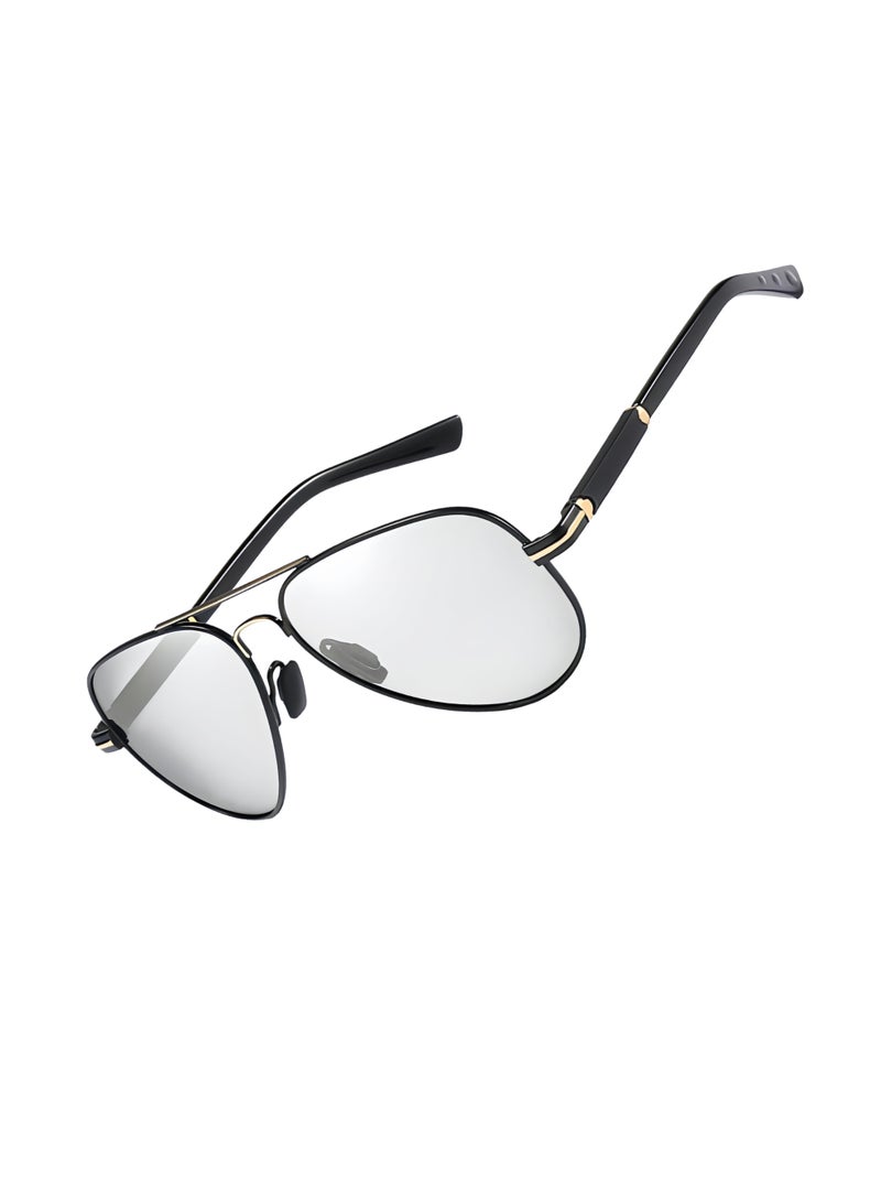 Polarized pilot sunglasses, men's sunglasses, UV400 protective metal frame glasses, retro anti glare sunglasses, suitable for male and female driving, fishing, outdoor travel, and daily beach use. - Image 3