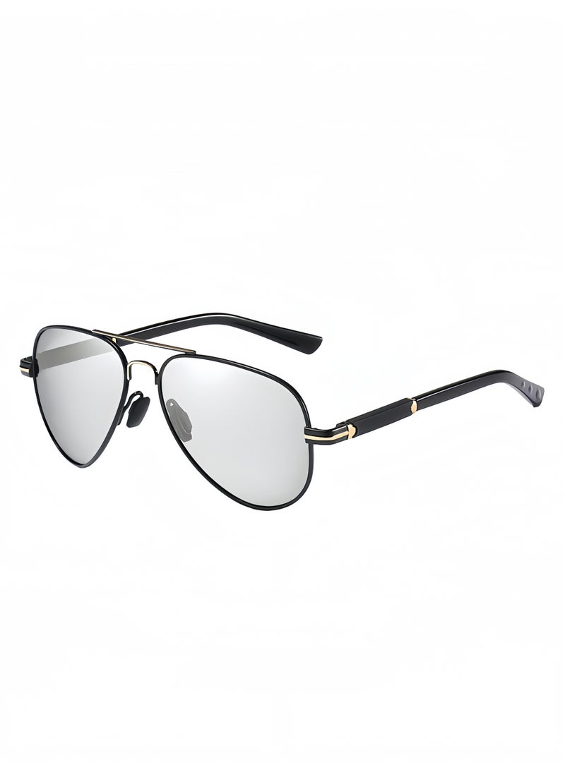 Polarized pilot sunglasses, men's sunglasses, UV400 protective metal frame glasses, retro anti glare sunglasses, suitable for male and female driving, fishing, outdoor travel, and daily beach use. - Image 1