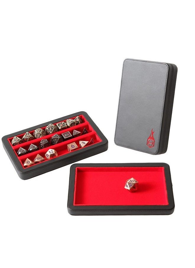 Forged Dice Co. Premium 3Row Dice Case Combination Dice Box And Dice Tray Protects Polyhedral Dice Sets Feltlined Storage Rows Magnetic Lid Closure Perfect Metal Dice Storage Box Red  - Image 1