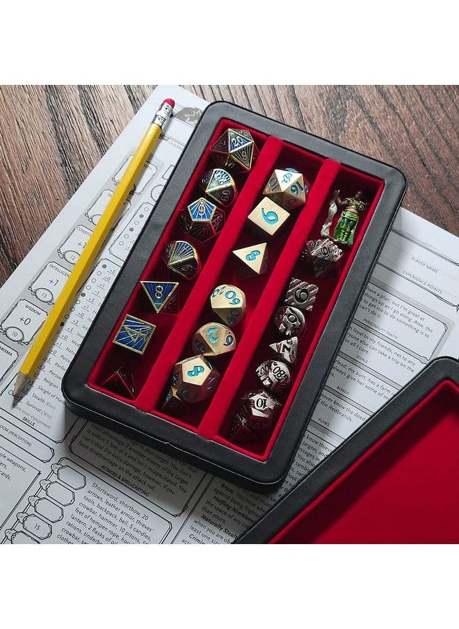 Forged Dice Co. Premium 3Row Dice Case Combination Dice Box And Dice Tray Protects Polyhedral Dice Sets Feltlined Storage Rows Magnetic Lid Closure Perfect Metal Dice Storage Box Red  - Image 5