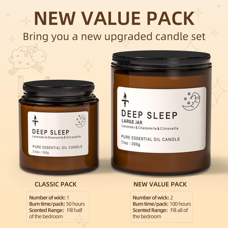 TRINIDa 2 Wicks Sleep Large Candle Gift Set, Candles Long Burning up to 100 Hours (14.2OZ), Scented Candles for Anxiety Relief & Perfect Sleep, Lavender Promotes Sleep, Chamomile Relieves Stress - Image 2