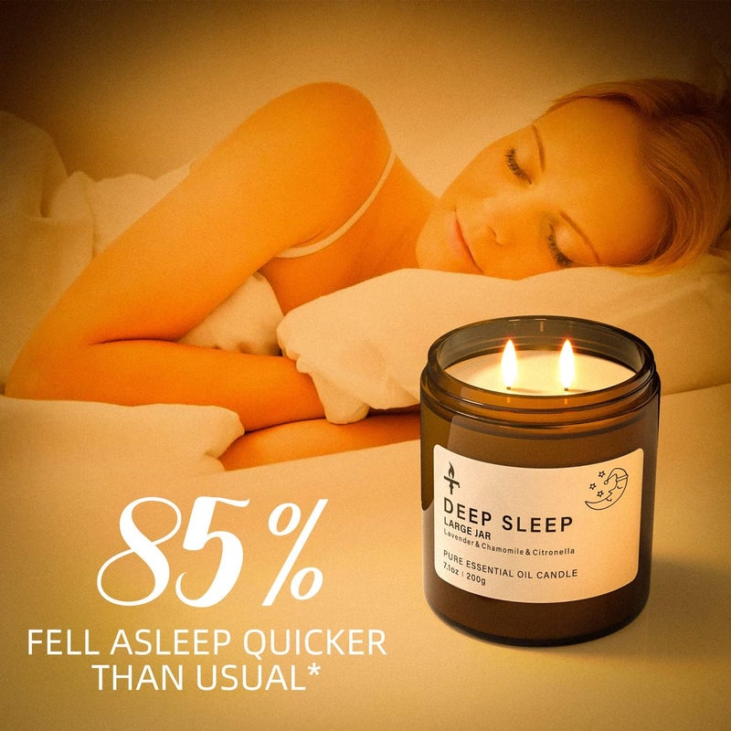 TRINIDa 2 Wicks Sleep Large Candle Gift Set, Candles Long Burning up to 100 Hours (14.2OZ), Scented Candles for Anxiety Relief & Perfect Sleep, Lavender Promotes Sleep, Chamomile Relieves Stress - Image 4