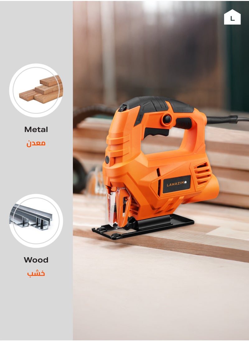 LAWAZIM Jigsaw 450W Electric Jig Saw Tool 500-3000SPM Cutting in Wood 55mm, 6 Variable Speeds, ±45° Bevel Cutting, Corded Jig Saw for Wood and Metal Cutting  - Image 4