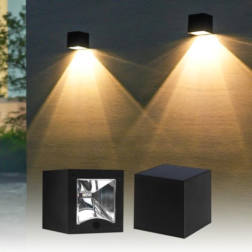 Ousam Led Solar Wall Lights Outdoor Waterproof Solar Fence Light LED Downlights with Warm White & RGB Modes for House Numbers, Address, Mailbox, Deck 2 Pack - Image 1