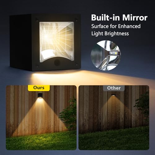Ousam Led Solar Wall Lights Outdoor Waterproof Solar Fence Light LED Downlights with Warm White & RGB Modes for House Numbers, Address, Mailbox, Deck 2 Pack - Image 3