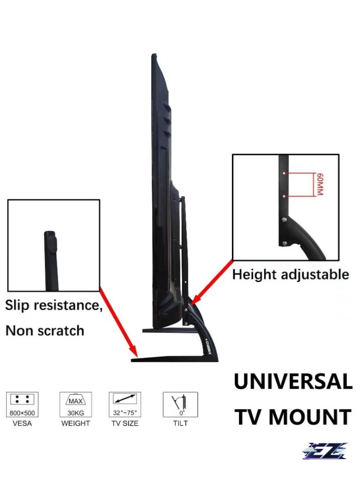 ELTRAZONE Floor TV Stand for Plasma/LCD – Adjustable Bracket for 32”-75” TVs, Max VESA 800×500, Load Capacity 30kg, Freestanding TV Mount - Image 3