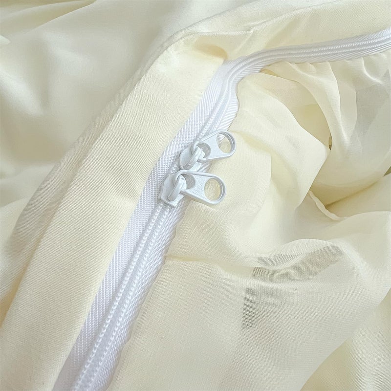 MOOWOO Chic Lace Bedding with Lovely Bow-Romantic Ruffle Duvet Cover Set, 2 Piece Comforter Duvet Cover with Zipper Closure, French Princess Style,Coquette Room Decor-Yellow,Twin Size - Image 5