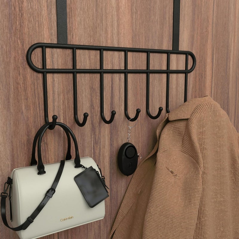 Decobuy Over The Door Steel Hooks Strong HeavyDuty Door Hanger Holder for Coat Hanging Hat Clothes Towels Napkin 7 Hooks No Drilling Black Black - Image 3