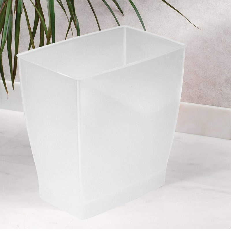InterDesign iDesign Small Plastic Bathroom Trash Can, Slim Rectangle Garbage Bin for Bedroom, Office, Dorm, Clear Frost - Image 2