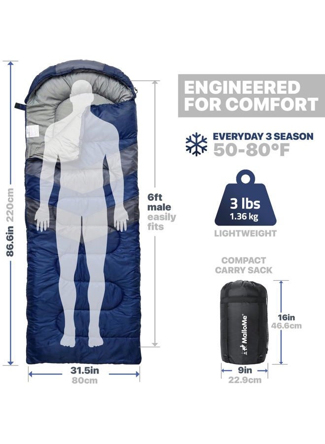 MalloMe Sleeping Bags for Adults Cold Weather & Warm - Backpacking Camping Sleeping Bag for Kids 10-12, Girls, Boys - Lightweight Compact Camping Essentials Gear Accessories Hiking Sleep Must Haves - Image 3
