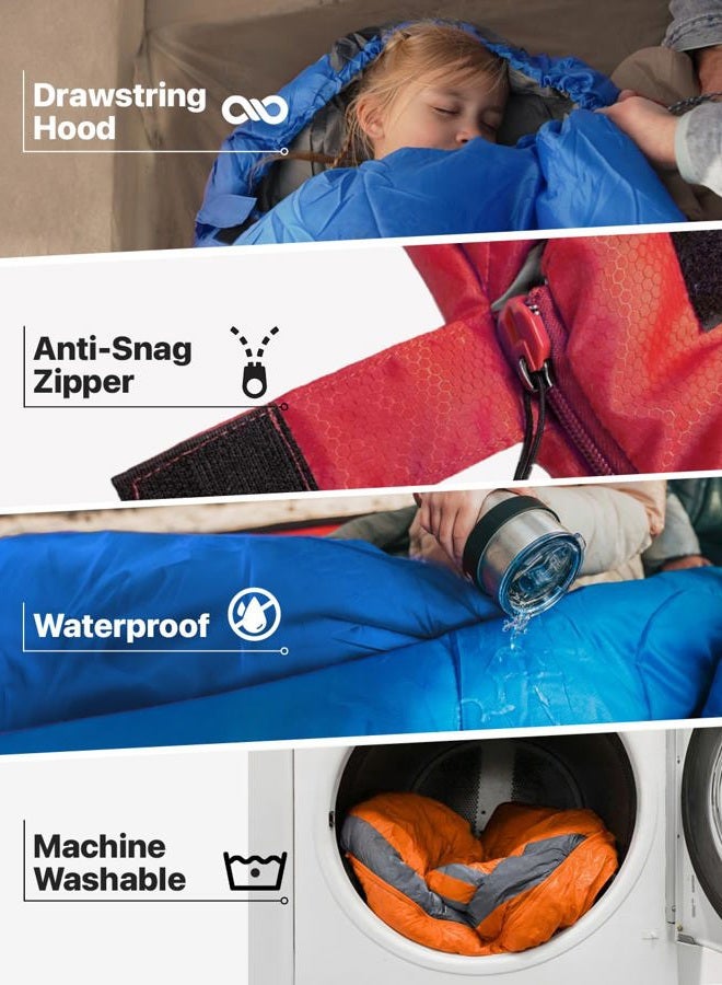 MalloMe Sleeping Bags for Adults Cold Weather & Warm - Backpacking Camping Sleeping Bag for Kids 10-12, Girls, Boys - Lightweight Compact Camping Essentials Gear Accessories Hiking Sleep Must Haves - Image 4
