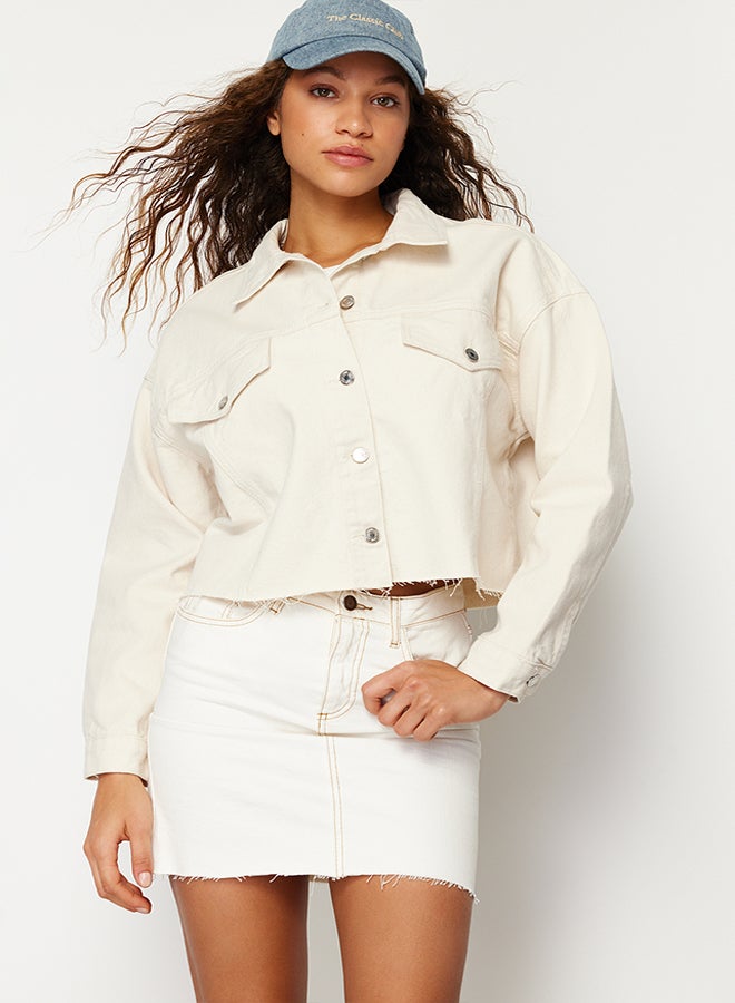 Ecru Oversize Denim Jacket TWOSS24CE00036
