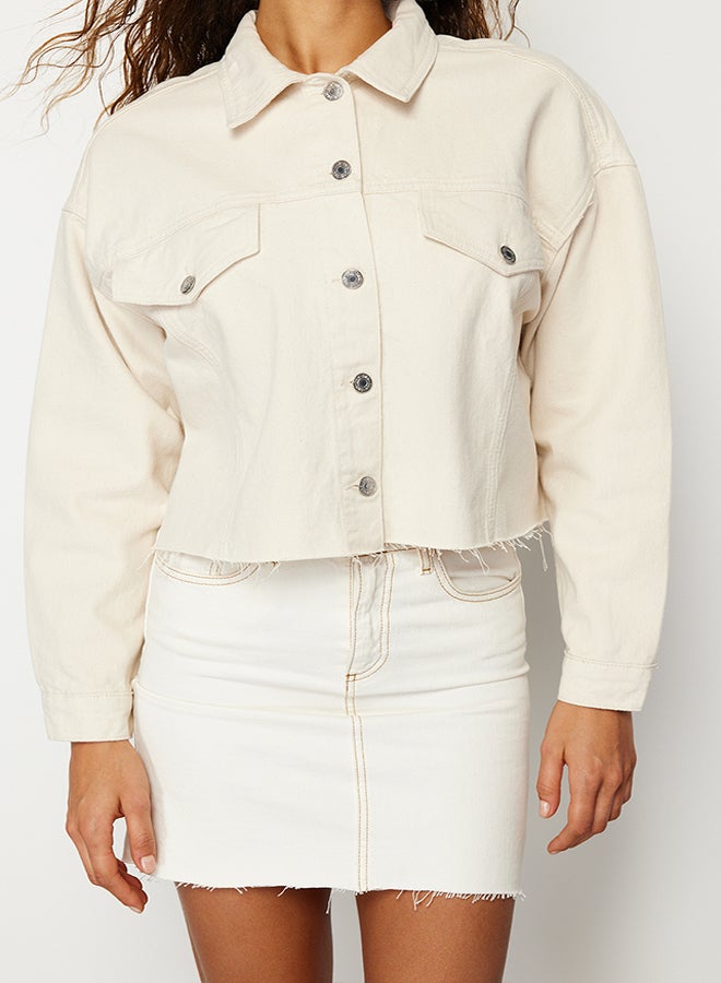 Ecru Oversize Denim Jacket TWOSS24CE00036
