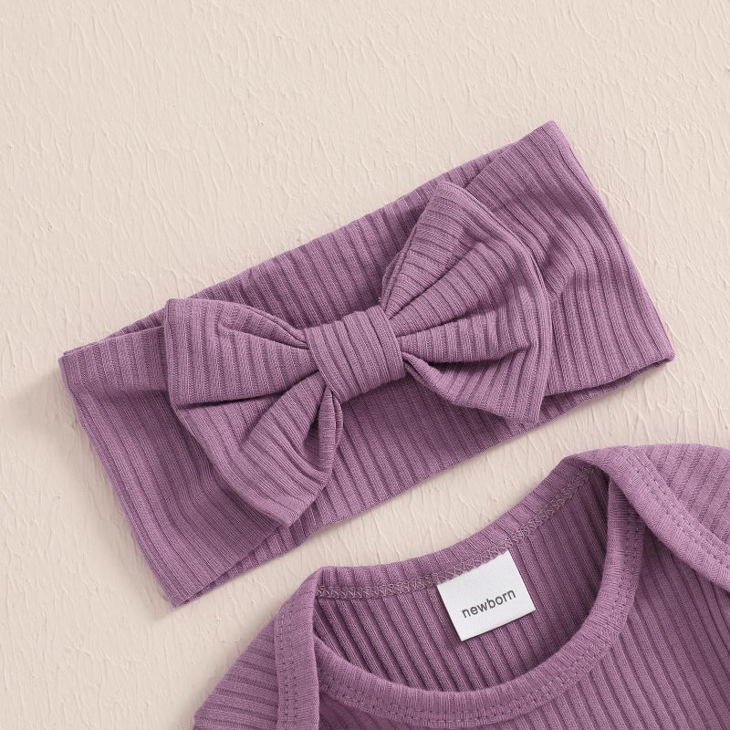 allshope Infant Baby Girl Fall Outfit Sweatshirt Romper New to The Crew Long Sleeve Jumpsuit Bodysuit Newborn Clothes (New to The Crew Purple, Newborn) - Image 4