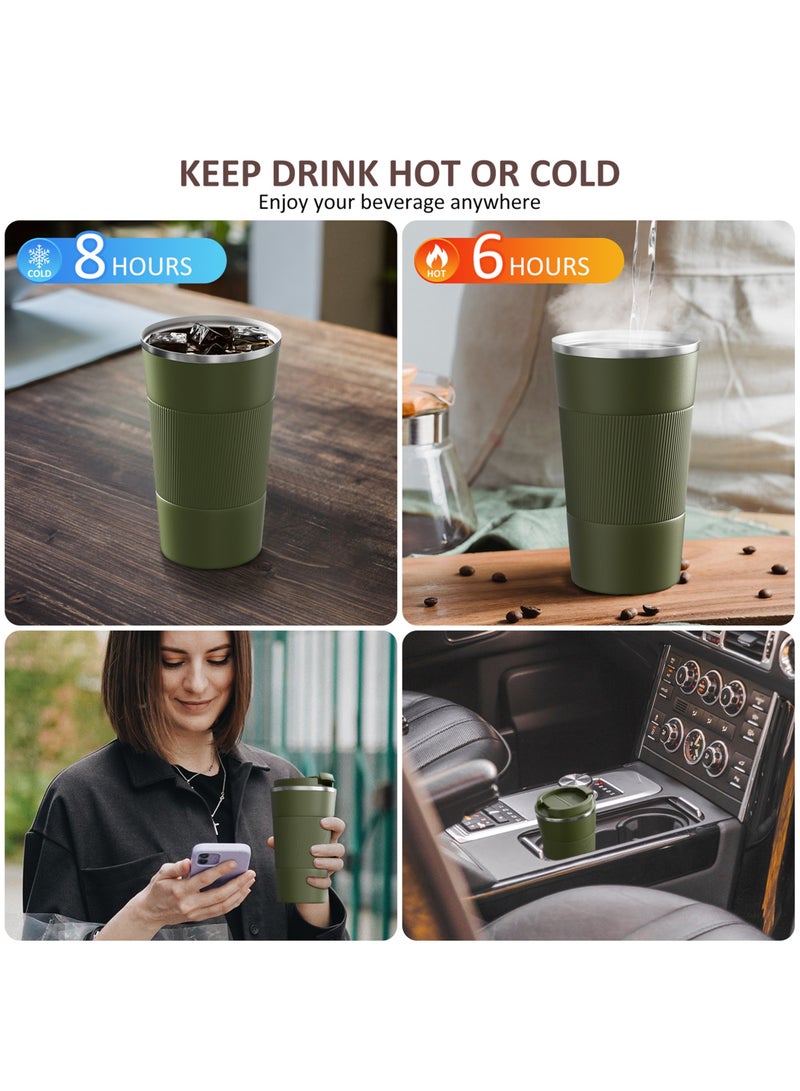 LEFAFA Travel Coffee Mug, 510ml Insulated Coffee Mug with Leakproof Lid,  Stainless Steel Coffee Tumbler, Reusable Coffee Cup for Hot and Cold(Green) - Image 3