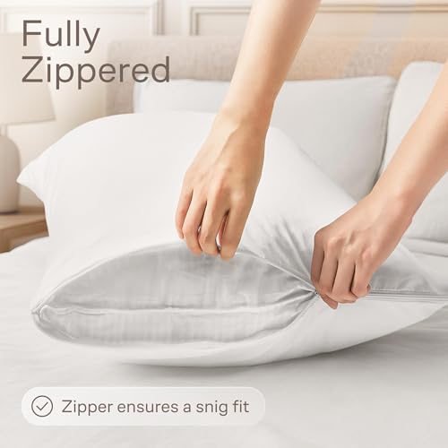 Niagara Sleep Solution Ultra Soft Pillow Protectors with Zipper King Size - Set of 4 Breathable Pillow Covers - 100% Protection Against Stains, Dust & Dirt - Machine Washable (White) - Image 3