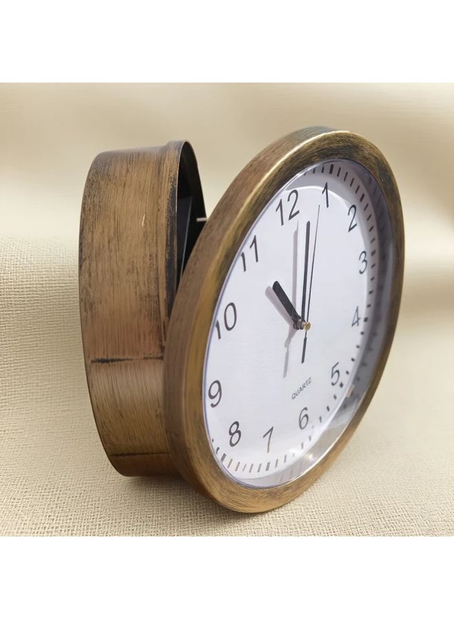 ساعة حائط ذهبية صامتة مع حجرة تخزين مخفية لتزيين المنزل العصري - Image 1