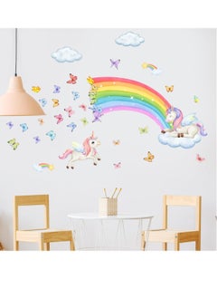 Excefore Rainbow Wall Stickers, Butterfly Unicorn Clouds, Peel and Stick Wall Art Decals, for Kids Room Baby Girls Boys Bedroom  - Image 3