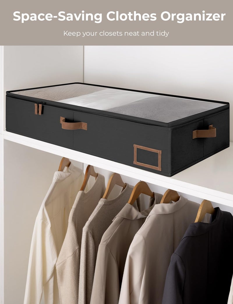 StorageWorks Large Under Bed Storage Containers with Handles and Label Holder, 2 Pack Ultra-thick Fabric Underbed Bins, Closet Organizer for Clothes, Blankets, Sweater - Image 5