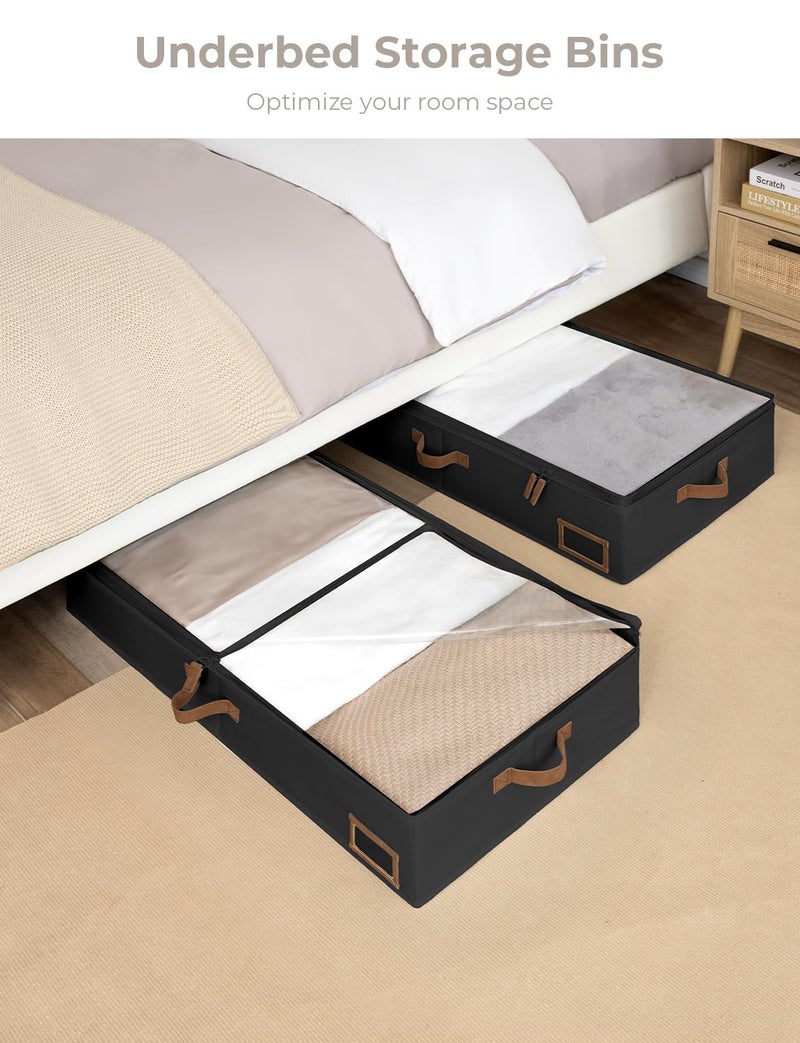 StorageWorks Large Under Bed Storage Containers with Handles and Label Holder, 2 Pack Ultra-thick Fabric Underbed Bins, Closet Organizer for Clothes, Blankets, Sweater - Image 2