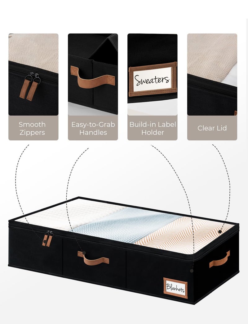 StorageWorks Large Under Bed Storage Containers with Handles and Label Holder, 2 Pack Ultra-thick Fabric Underbed Bins, Closet Organizer for Clothes, Blankets, Sweater - Image 3