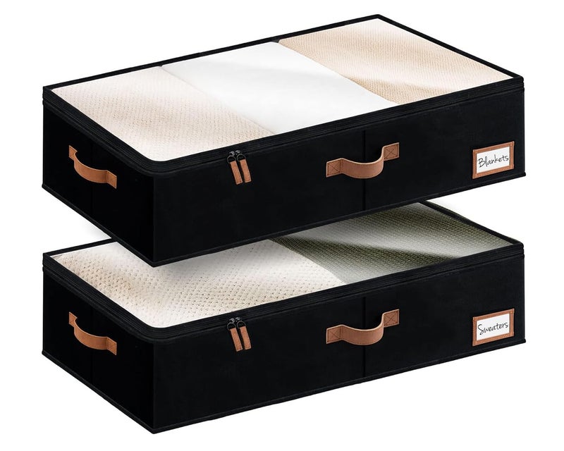 StorageWorks Large Under Bed Storage Containers with Handles and Label Holder, 2 Pack Ultra-thick Fabric Underbed Bins, Closet Organizer for Clothes, Blankets, Sweater - Image 1