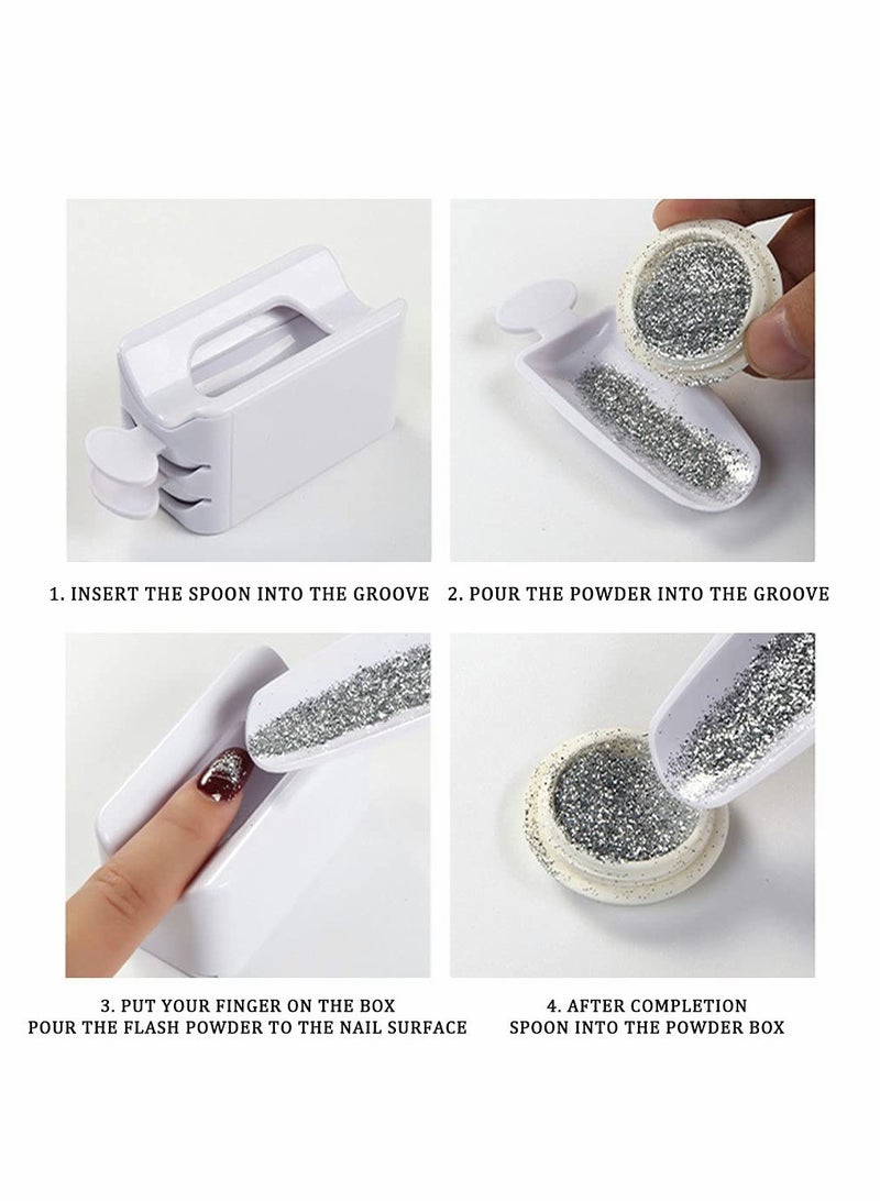 Portable Dip Powder Recycling Tray with Scoop, Nail Dip Container for DIY Nail Art, Includes Soft Colorful Brush for Manicure and Molding, Ideal Storage Box Tool. - Image 3