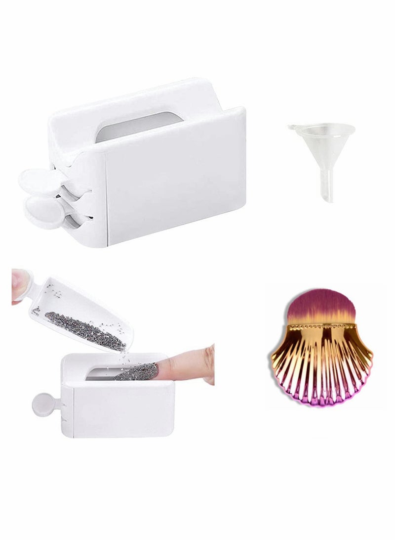 Portable Dip Powder Recycling Tray with Scoop, Nail Dip Container for DIY Nail Art, Includes Soft Colorful Brush for Manicure and Molding, Ideal Storage Box Tool. - Image 1