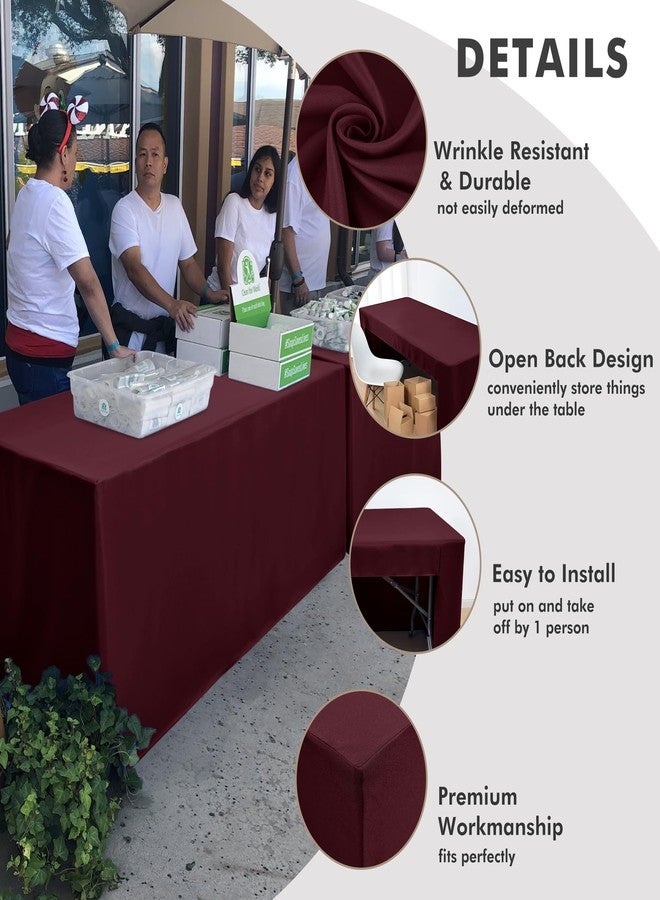 Nasitos 2 Pack Burgundy Tablecloth Rectangle Fitted for 4 Foot-Open Back Valentines Tablecloth Fabric Washable and Wrinkle Resistant Table Cover for Trade Show, Parties, Banquet, Buffet, Baby Shower - Image 3