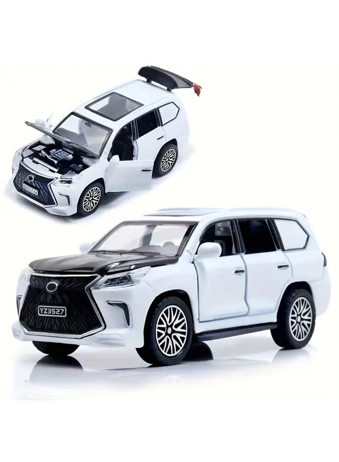 White Alloy Pull Back Off Road SUV Toy Car Manual No Battery Durable Collectible Gift - Image 1