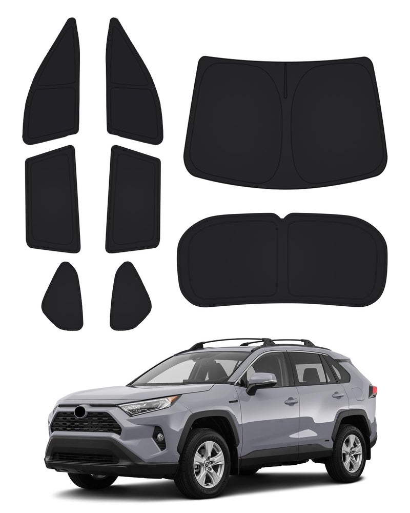 Canvcle Windshield Sunshade for Toyota RAV4 20192024 2025 Side Rear Window Shade Cover Kit Window Sun Visor Blocker Privacy Protection Keep Vehicle Cool Black 8PCS