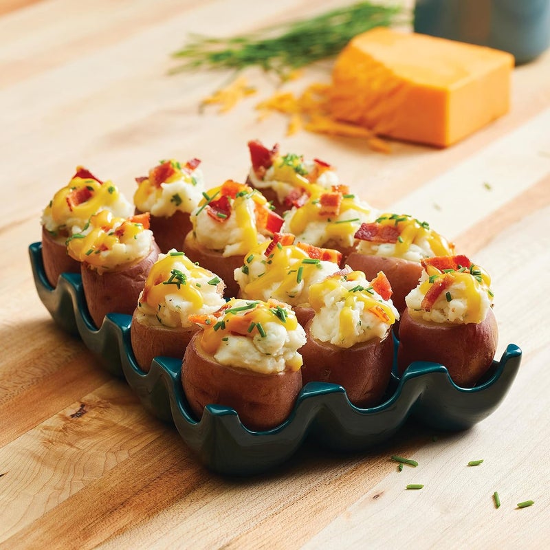 Rachael Ray حامل بيض سيراميك ريتشيل راي بتزجيج صلب 12 كوب باللون الأزرق الفاتح - Image 3