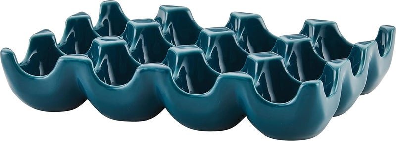 Rachael Ray حامل بيض سيراميك ريتشيل راي بتزجيج صلب 12 كوب باللون الأزرق الفاتح - Image 1