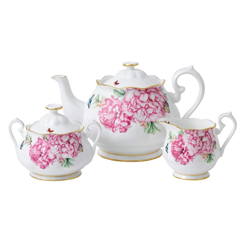 ROYAL ALBERT مجموعة ميراندا كير من رويال ألبرت للصداقة 3 قطع (إبريق شاي، سكر وكريمة) - Image 1