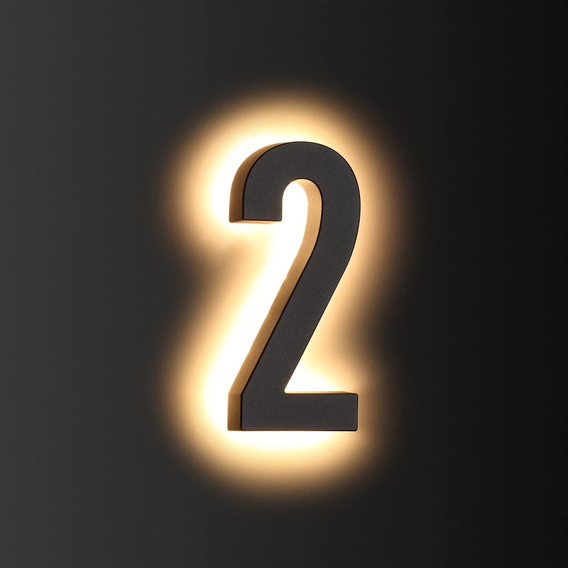 LMP 12V DC Low Voltage Led House Numbers Address Numbers 8 Inches, Modern Lighted House Numbers glow at night, Waterproof Corrosion Resistant, Easy to Install (number 2 No Powers) - Image 1
