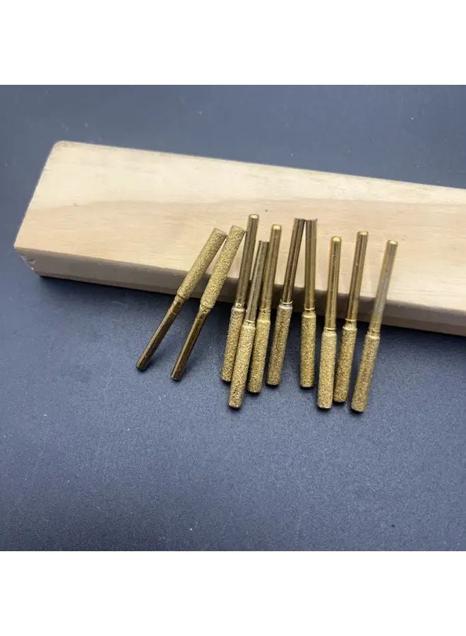 Golden Yellow 10pcs 4 8mm Diamond Coated Grinding Bits For Chainsaws Wood Glass Metal Stone Polishing - Image 1