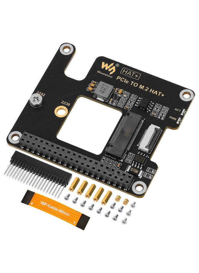 FPVERA PCIe to M.2 Adapter for Raspberry Pi 5, Supports NVMe Protocol M.2 Solid State Drive, HAT + Standard, Compatible with M.2 Drives in 2230/2242 Size, Gen2 and Gen3 Modes, High-Speed Reading/Writing  - Image 1