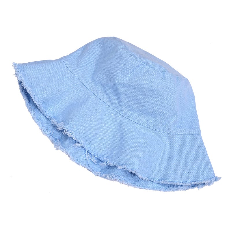 boderier Sun Hats for Women Summer Casual Wide Brim Cotton Bucket Hat Beach Vacation Travel Accessories (Blue) - Image 4