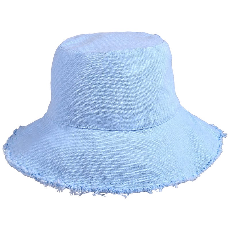 boderier Sun Hats for Women Summer Casual Wide Brim Cotton Bucket Hat Beach Vacation Travel Accessories (Blue) - Image 1