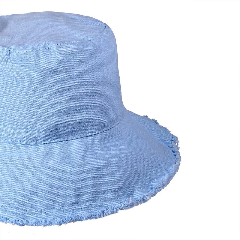 boderier Sun Hats for Women Summer Casual Wide Brim Cotton Bucket Hat Beach Vacation Travel Accessories (Blue) - Image 3