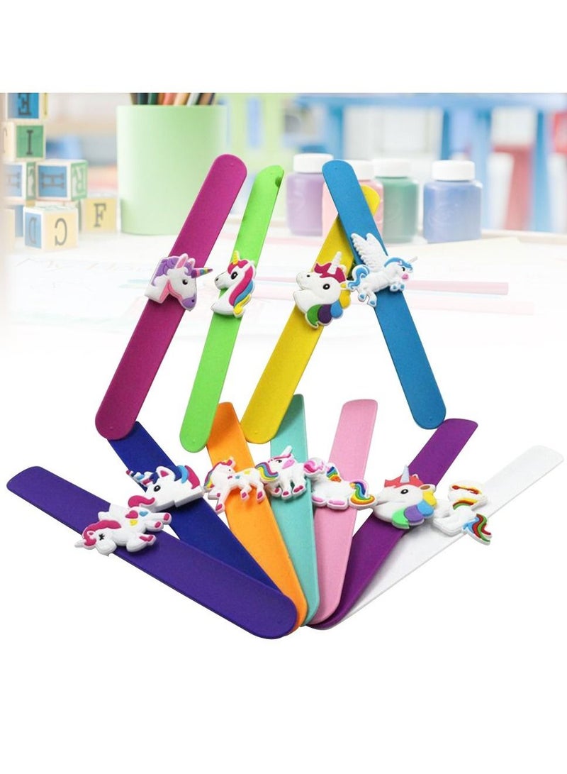 SYOSI 6 Pcs Unicorn Slap Bracelet Silicone Wristbands Unicorn Party Supplies (Random Colors) for Kids - Image 4