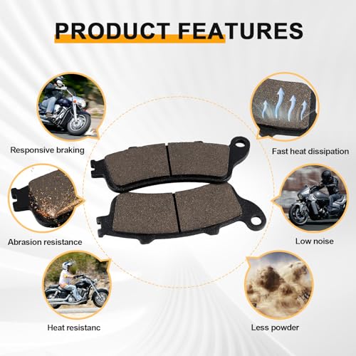 Yerbay VTX1800 Front and Rear Brake Pads Compatible for Honda VTX1800 All Models 2002-2013 / GL1800 Goldwing All Models 2001-2016/ CBR1100XX Blackbird 1997-2003 - Image 5