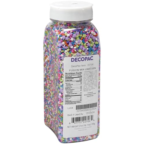 DecoPac Unicorn Fusion Mix Sprinkles 27oz Magical Candy Sprinkles in Handheld Container Edible Decorations For Celebration Cakes Cupcakes Cookies and Donuts - Image 1