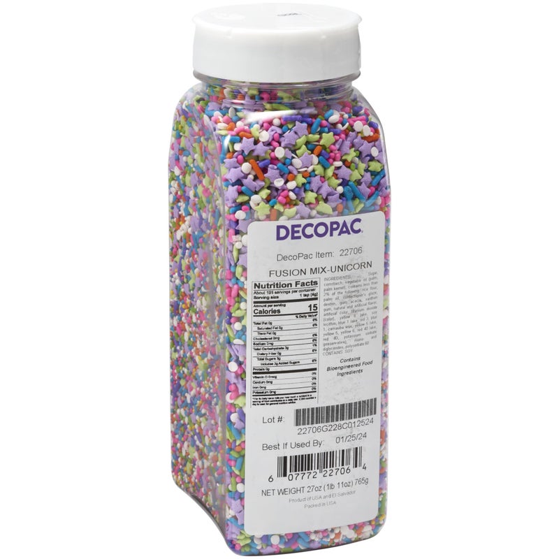 DecoPac Unicorn Fusion Mix Sprinkles 27oz Magical Candy Sprinkles in Handheld Container Edible Decorations For Celebration Cakes Cupcakes Cookies and Donuts - Image 2