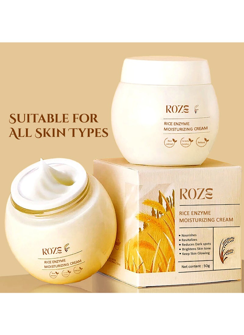 ROZE Roze Rice Enzyme Moisturizing Cream – With Rice, Centella & Retinol | Deep Hydration, Anti-Aging, Brightening & 10X Glow for Youthful, Radiant Skin, 50 ml  - Image 5