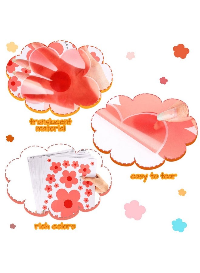 TaoBary 288 قطعة ملصقات حائط زهور كيوت من ي2ك ملصقات حائط ملونة من الفينيل قابلة للإزالة واللصق ملصقات هيبي أنيقة زهور حائط للديكور في غرفة الأطفال والمراهقين (ألوان كلاسيكية) - Image 3