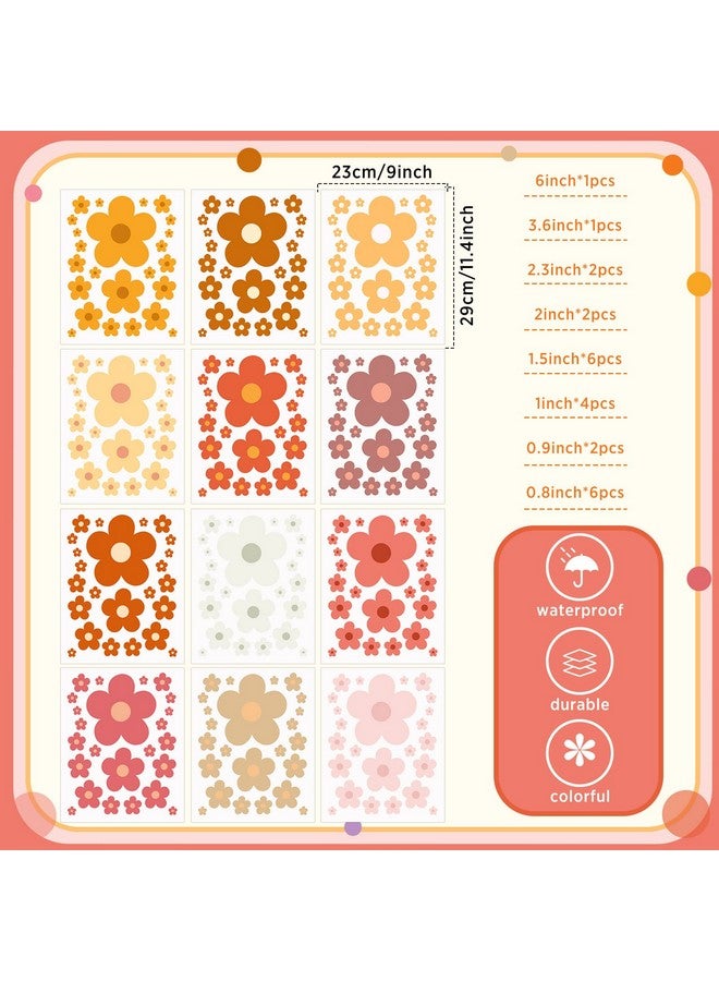 TaoBary 288 قطعة ملصقات حائط زهور كيوت من ي2ك ملصقات حائط ملونة من الفينيل قابلة للإزالة واللصق ملصقات هيبي أنيقة زهور حائط للديكور في غرفة الأطفال والمراهقين (ألوان كلاسيكية) - Image 2